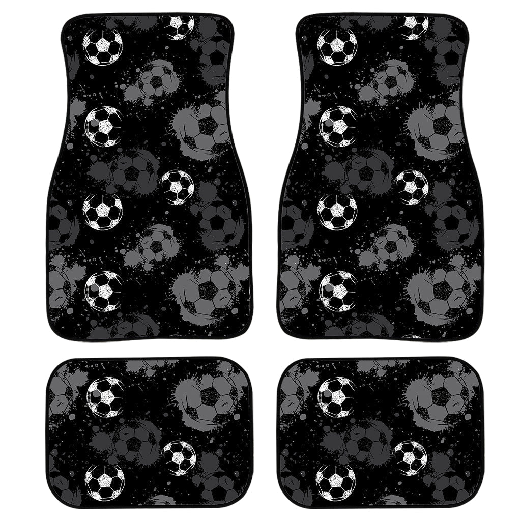 Grunge Soccer Ball Pattern Print Front And Back Car Floor Mats, Front Car Mat