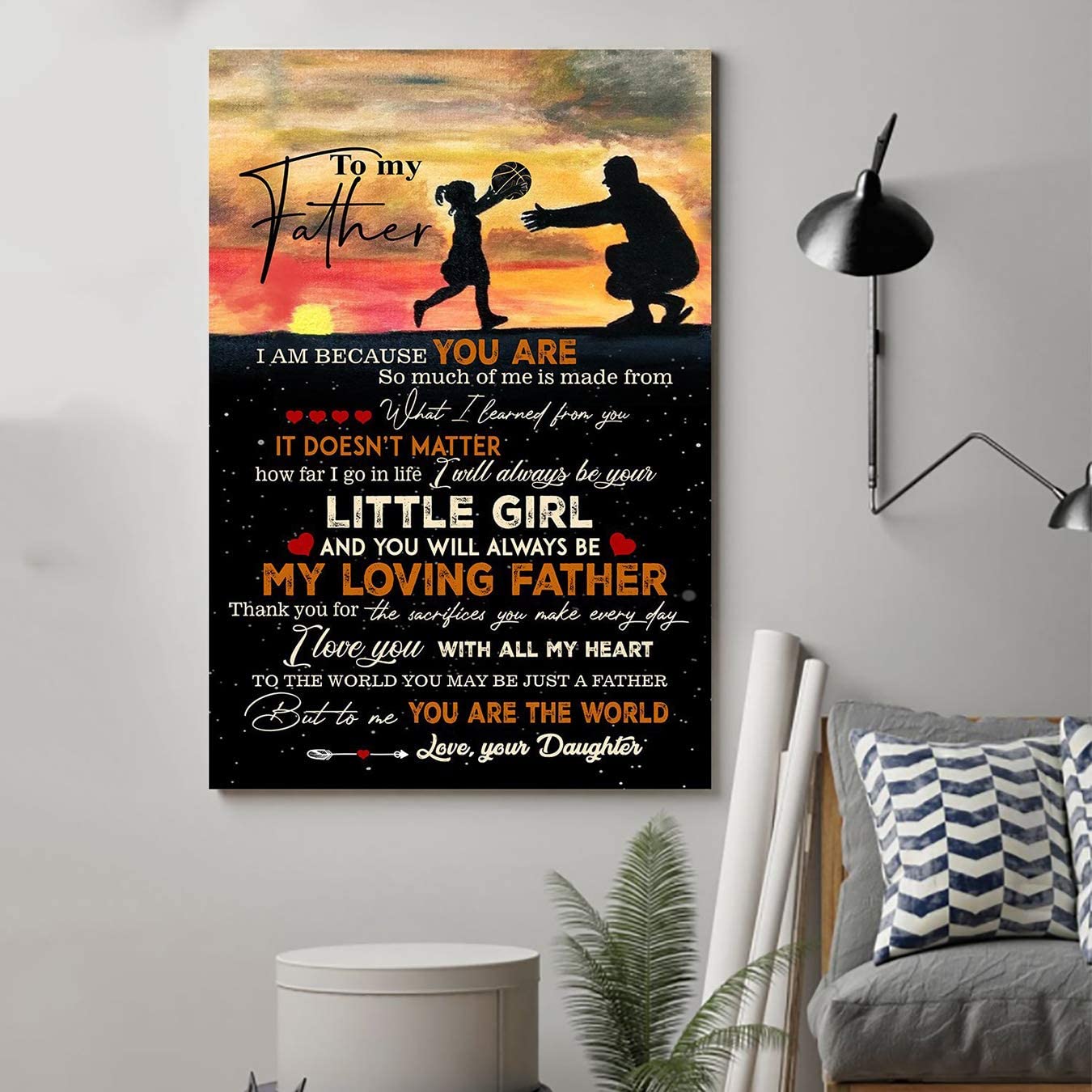 Poster for Room Aesthetic – Command Strips Wall Decor – Ly18 Basketball Poster – Daughter to Father – My Loving Father