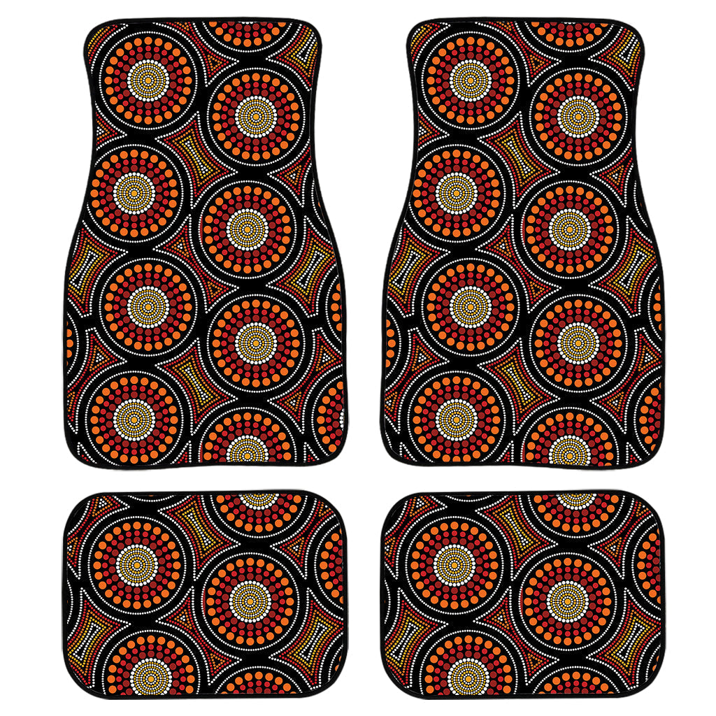 Australian Aboriginal Dot Pattern Print Front And Back Car Floor Mats, Front Car Mat