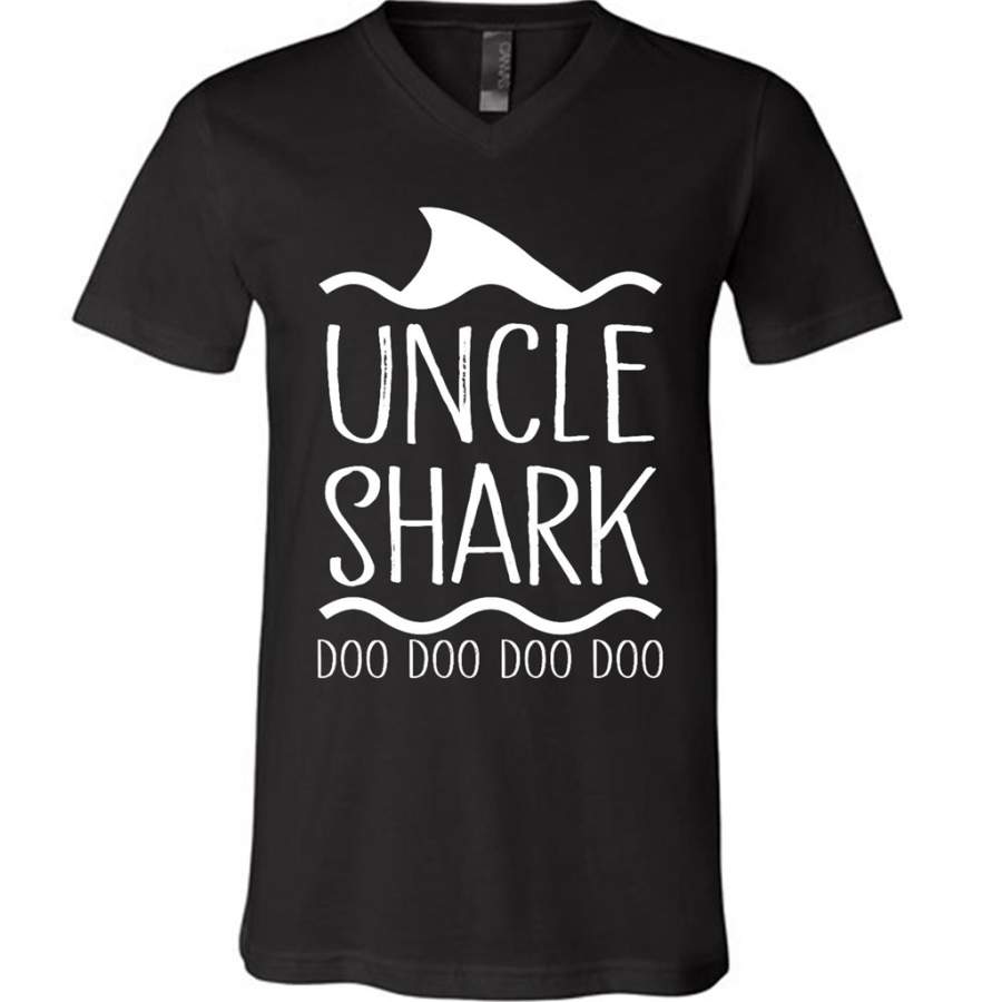 Uncle Shark Doo Doo Doo Doo – Canvas Unisex V-Neck Shirt