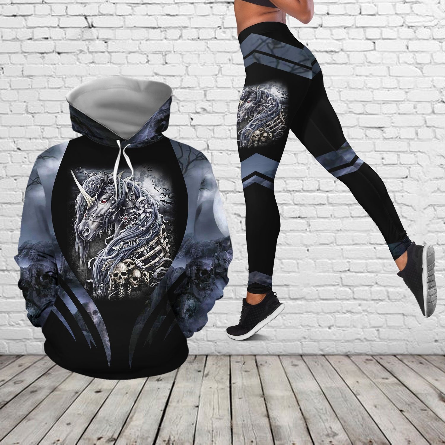 Unicorn Skull Hoodie & Leggings Set Hn