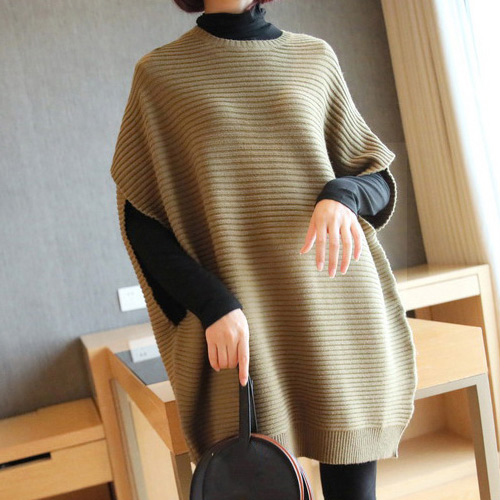 Women’s Knitted Vest Warm Autumn Loose Long Sleeveless Sweater Thick Vintage Winter Black Green Korean Knit Oversize Vest Fall alx