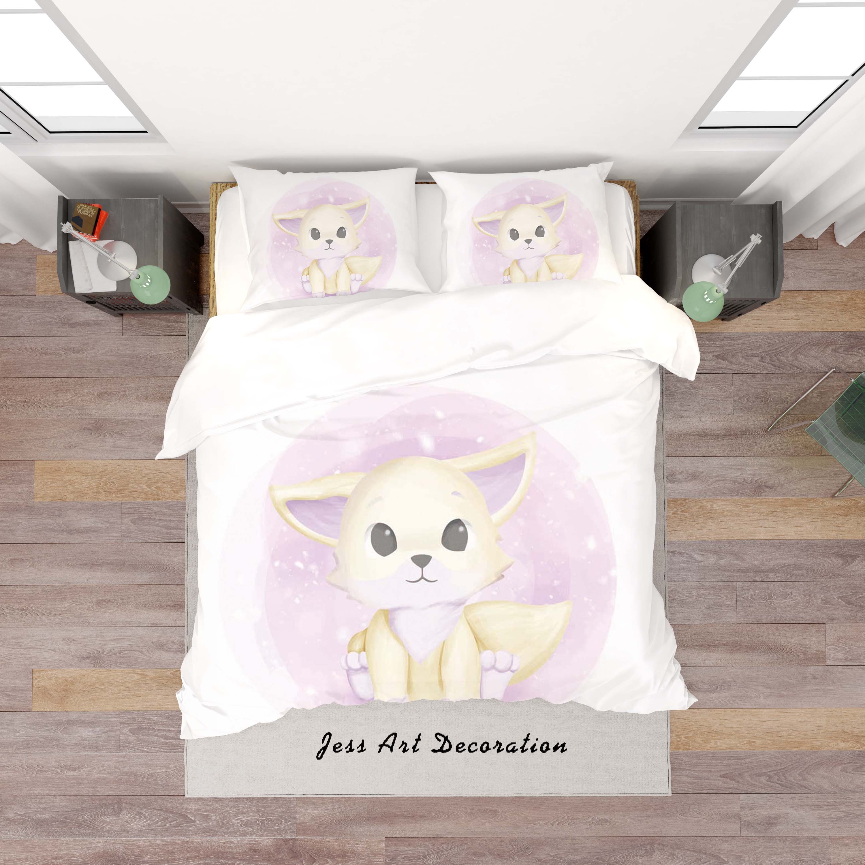 3D White Cartoon Animal Fox Quilt Cover Set Bedding Set Duvet Cover Pillowcases Sf80