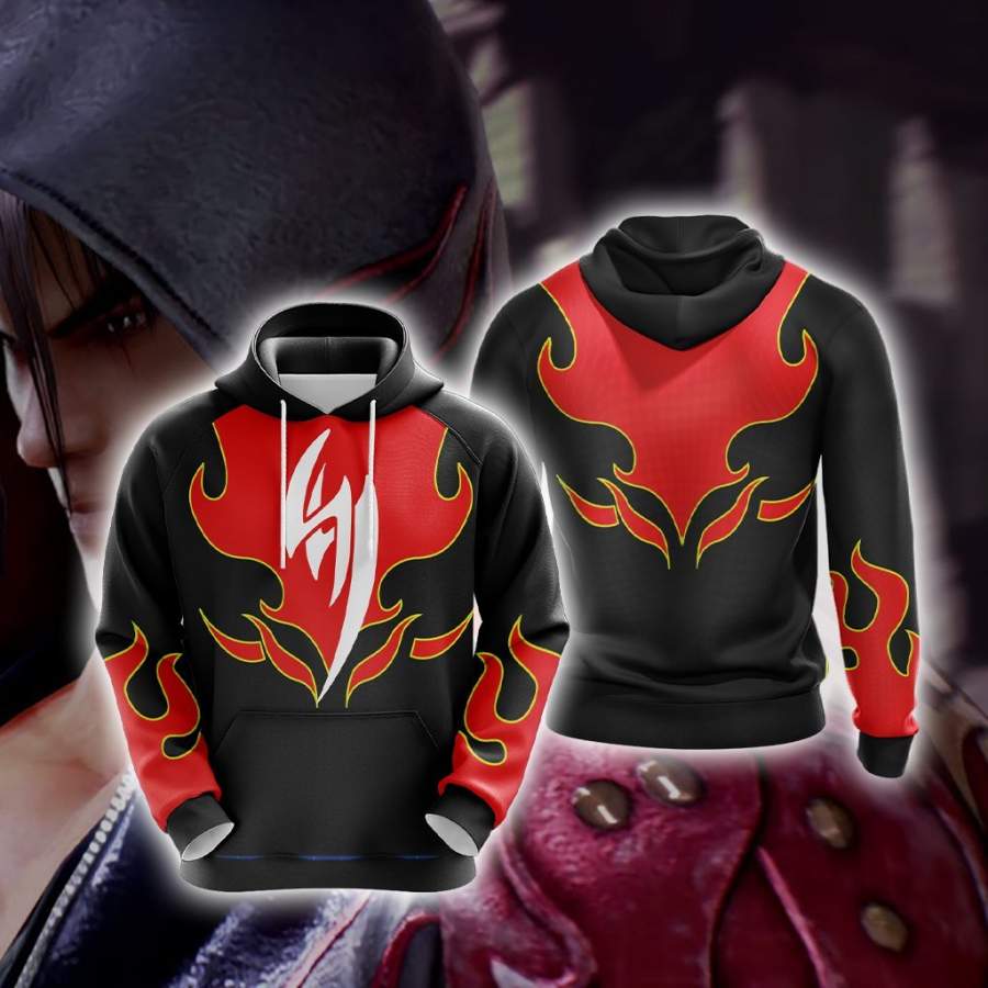 Tekken Jin Kazama Red Flame Unisex 3D Hoodie – Plumosu Store