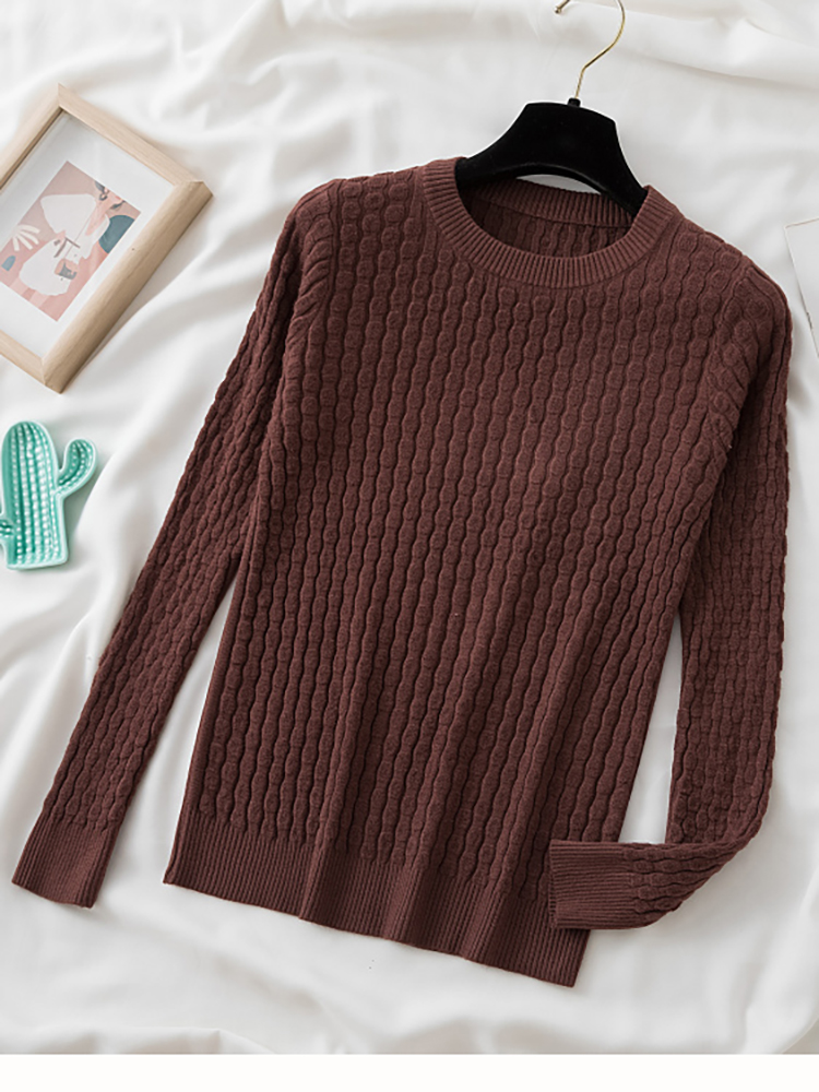 Autumn Winter 2022 Pullover Sweater Women Basic Striped Round Neck Slim Long Sleeve Top Knitted Korean Style Pull Femme Hiver alx