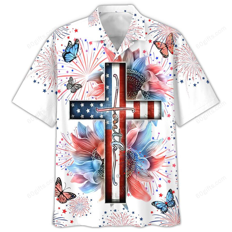 3D Hawaiian Shirt, Hoodie, Zip Hoodie, Hoodie Dress, Sweatshirt Independence Day Cross Usa All Over Print