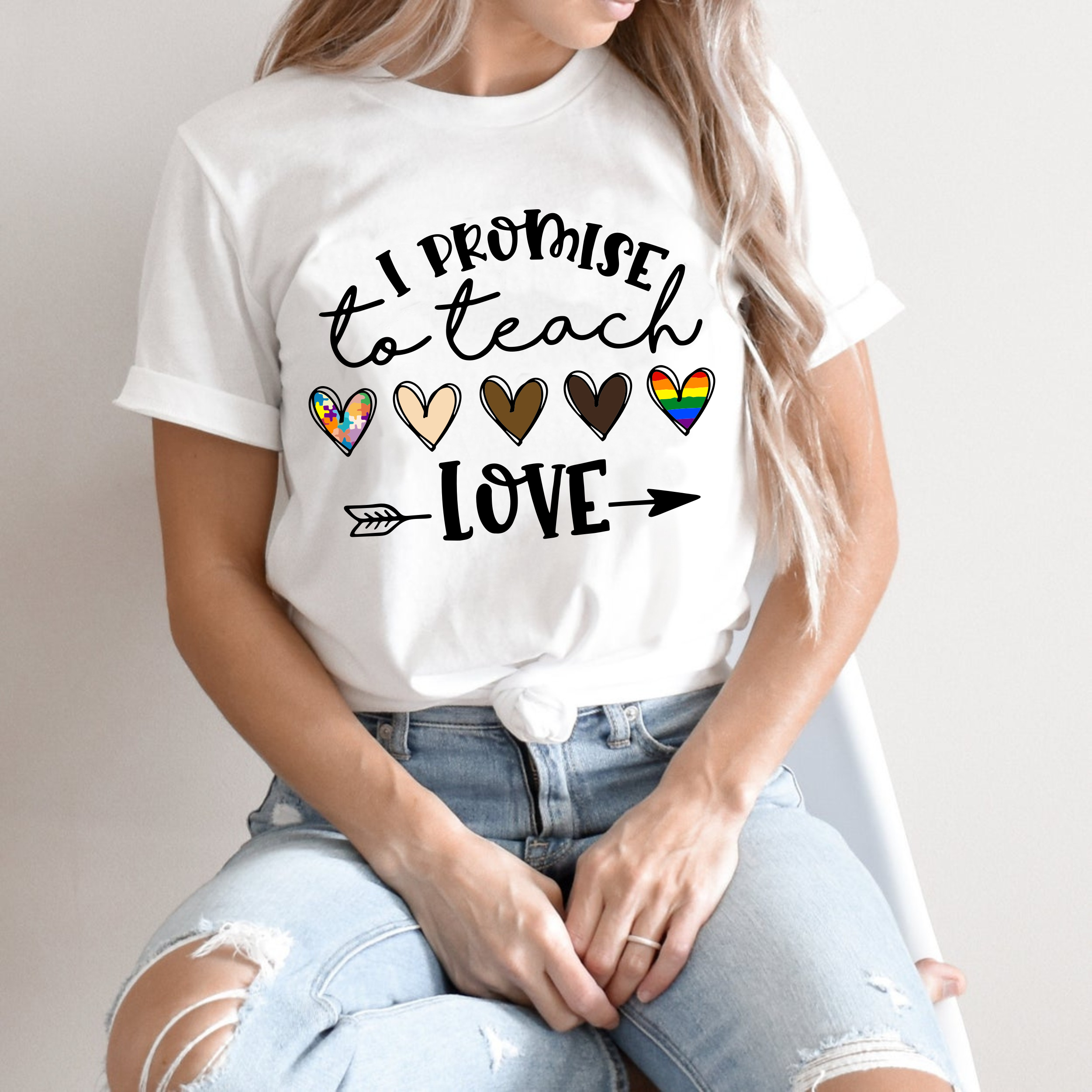 Promise To Teach Love T Shirt Special Needs Kid Paraprofessional Para Teachers Special Education Melanin Hearts Sped Love Tee