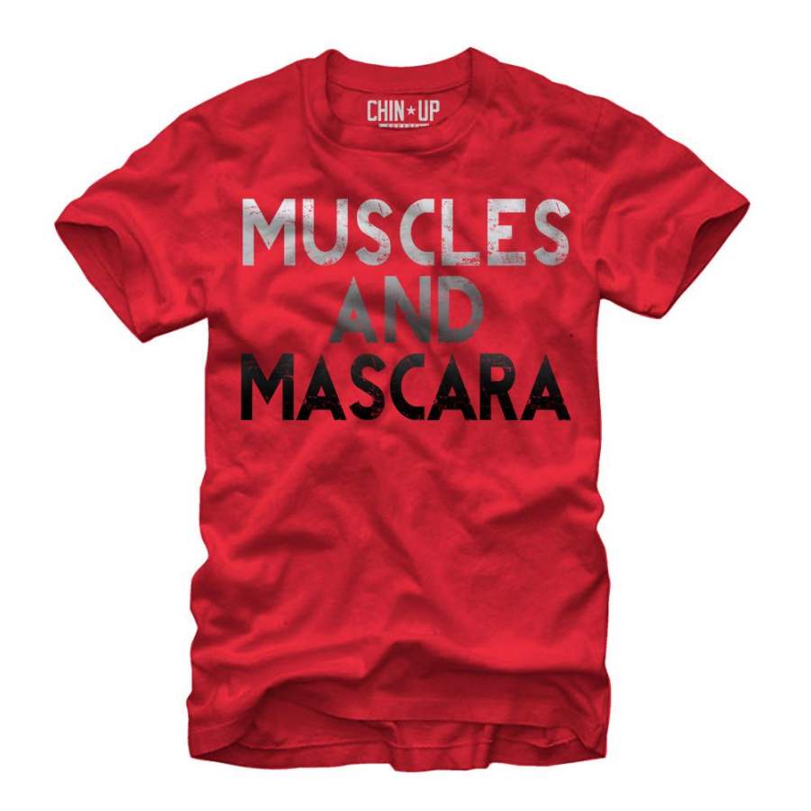 CHIN UP Women’s Muscles and Mascara  Boyfriend Tee Red