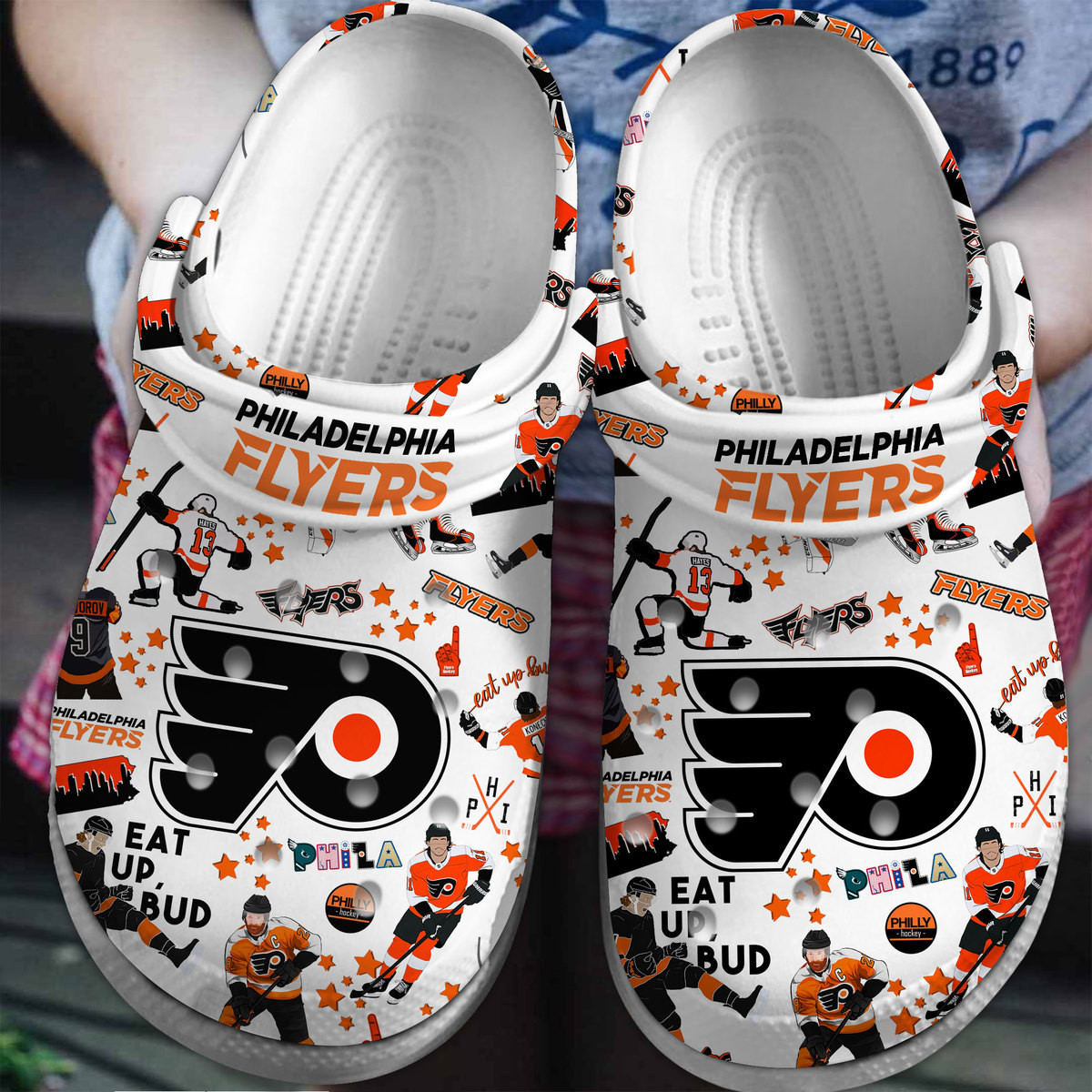 Philadelphia Flyers NHL Sport Crocss Crocband Clogs Shoes Comfortable For Men Women and Kids