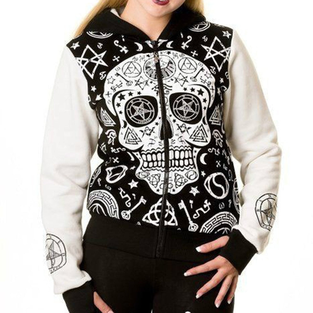 Women Casual Hoodies Moletom Autumn Winter Black Long Sleeve Zip Sweatshirts