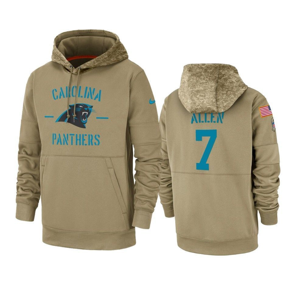 Carolina Panthers Kyle Allen 2019 Salute To Service Tan Sideline Therma Hoodie