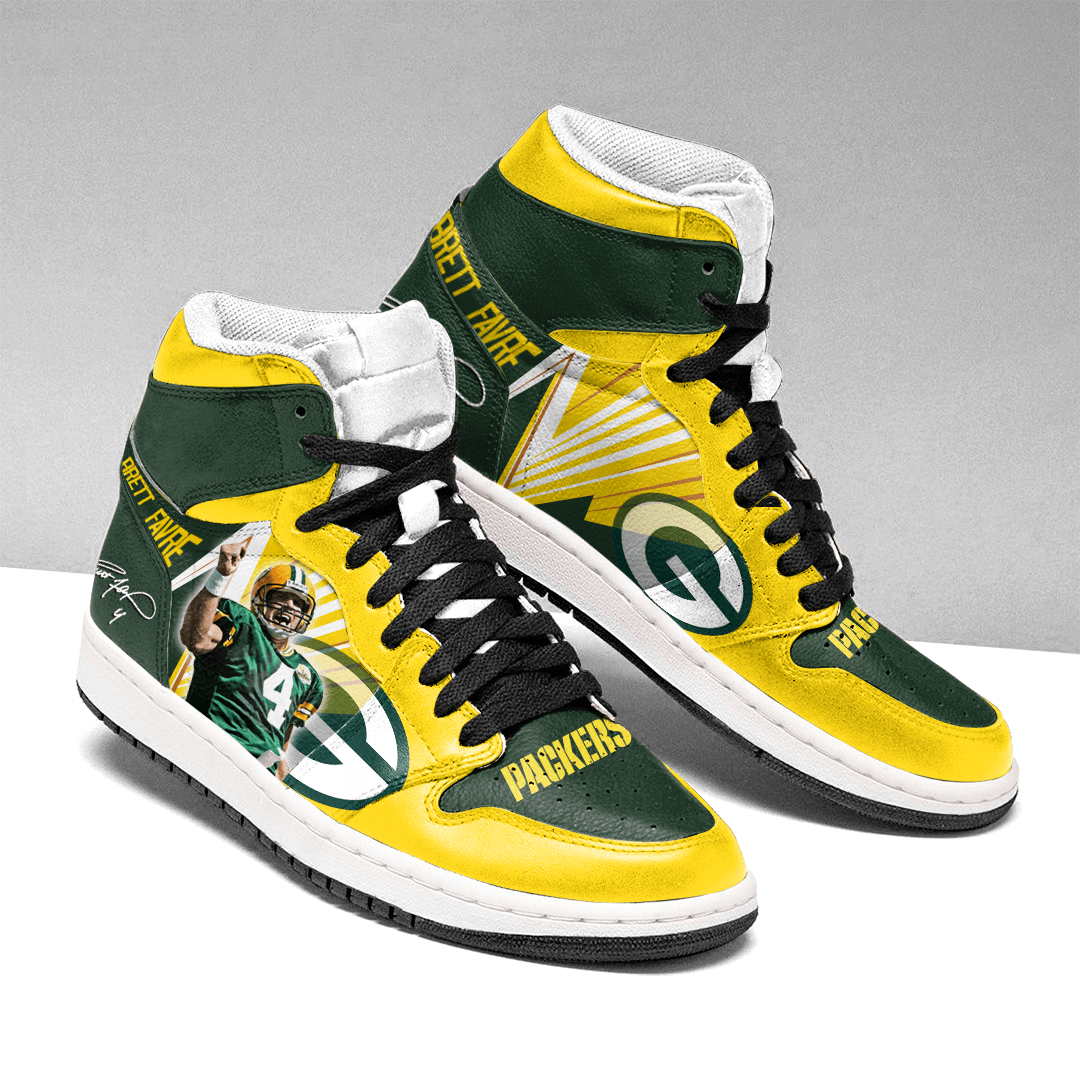 Green Bay Packers Jordan Sneakers Brett Favre Custom Jordan Shoes For Fans