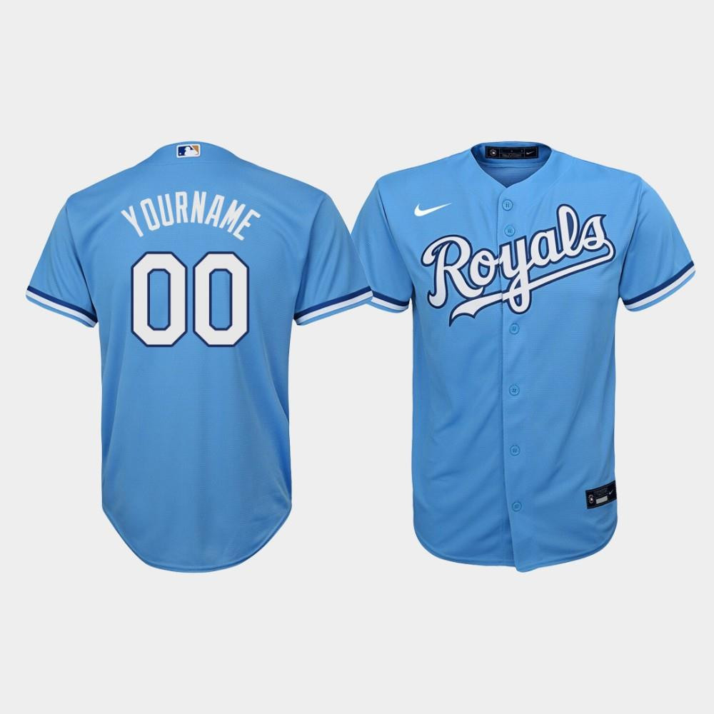 Youth Kansas City Royals Custom 00 Light Blue Alternate Jersey