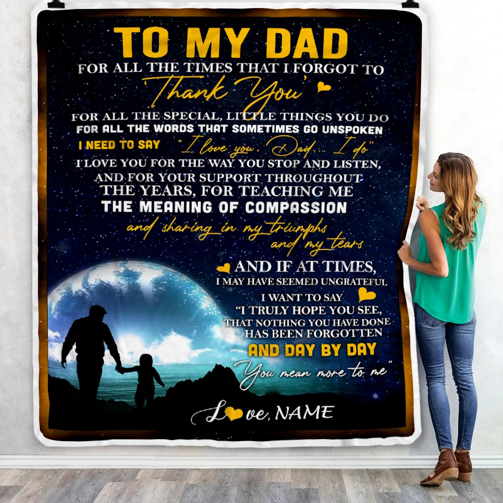 Personalized To My Dad Blanket From Daughter Son – Thank You I Love You Dad Father’S Day Birthday Christmas Gift