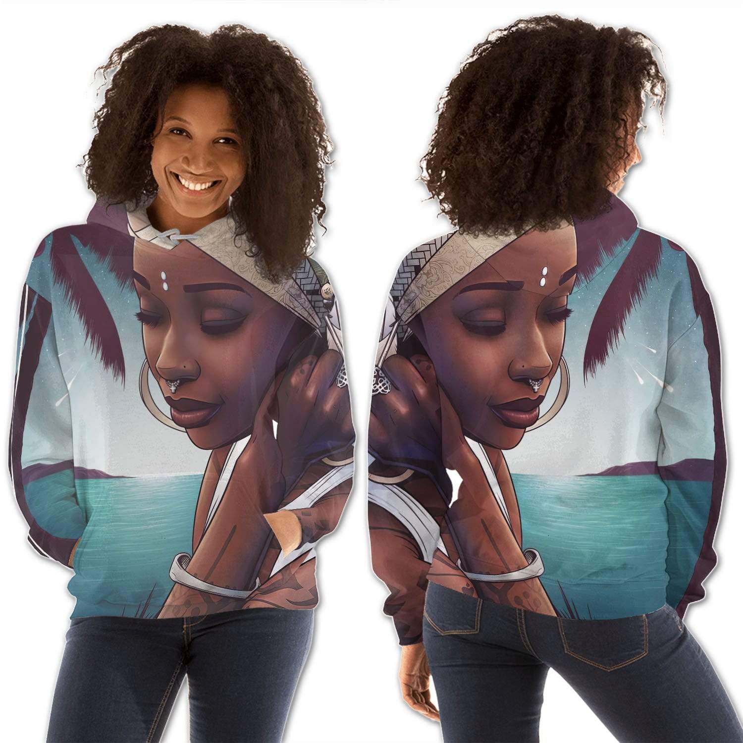 African American Hoodies Pretty African American Woman Afrocentric Clothing