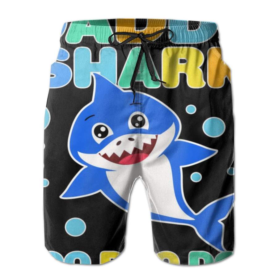 2 Pack Scary Daddy Shark Doo Doo Doo Halloween Poster Men Swim Trunks Drawstring Elastic Waist Quick Dry Beach Shorts with Mesh Lining Swimwear Bathing Suits