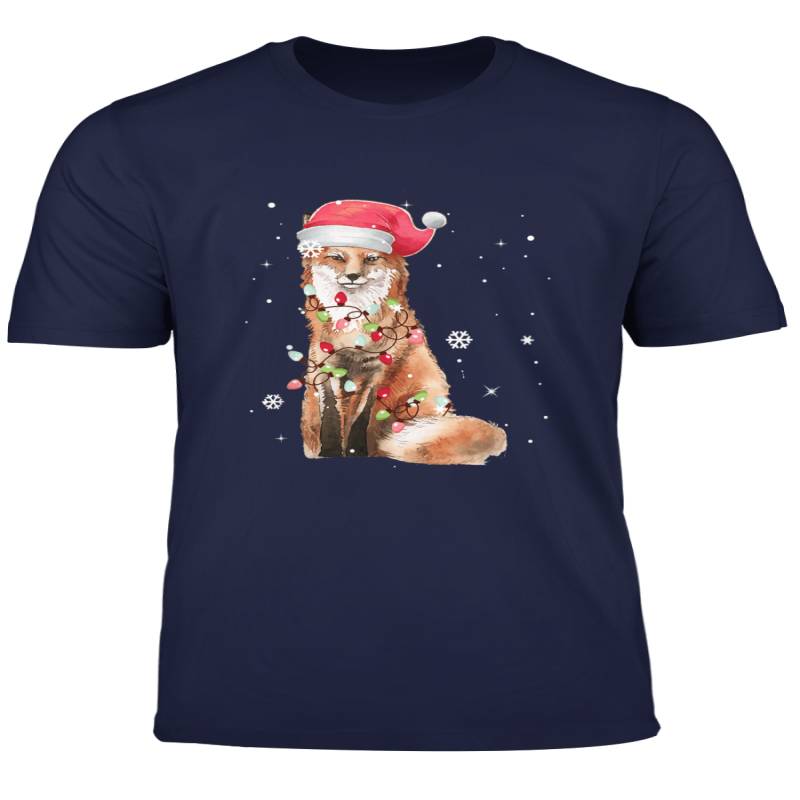 Santa Fox Christmas Lights Fox Lover Christmas Gift Cute T Shirt