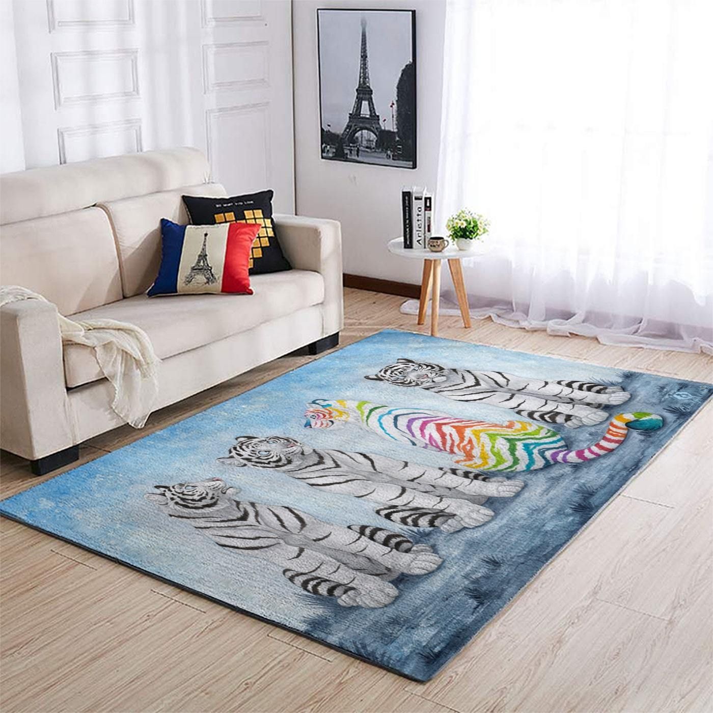 Tiger White Lgbt Area Rug Chrismas Gift