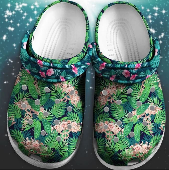 Flower Pattern Nurse Beautiful Jungle Gift For Lover Rubber clog Shoes Comfy Footwear 2