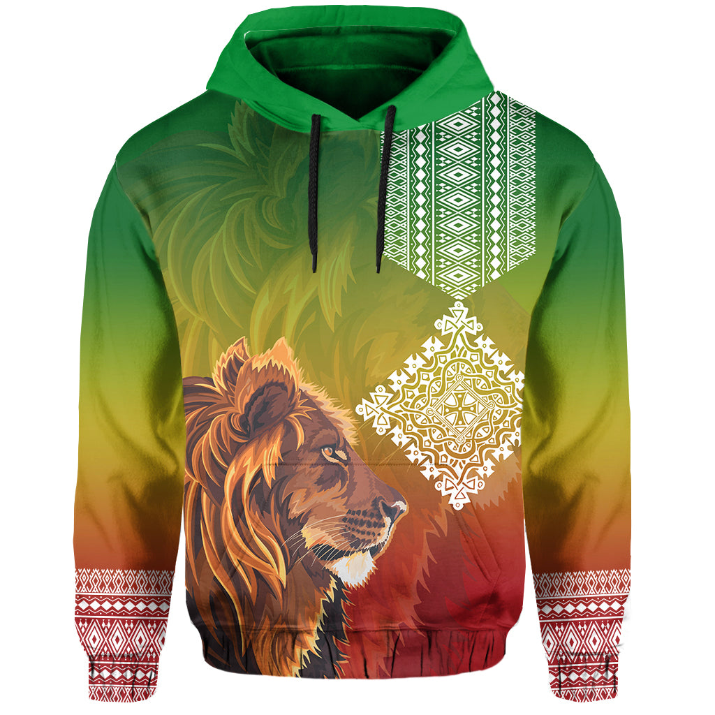 (Custom Personalised) Ethiopia Lion Of Judah Hoodie Ethiopia Flag Gradient Lt7