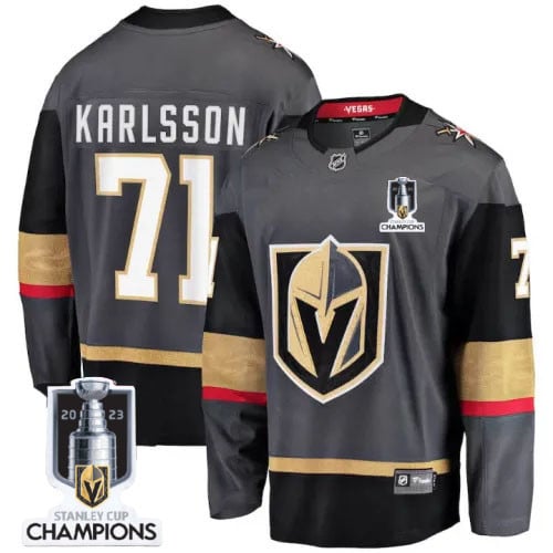 William Karlsson 71 Vegas Golden Knights 2023 Stanley Cup Champions Patch Alternate Breakaway Player Jersey – Black