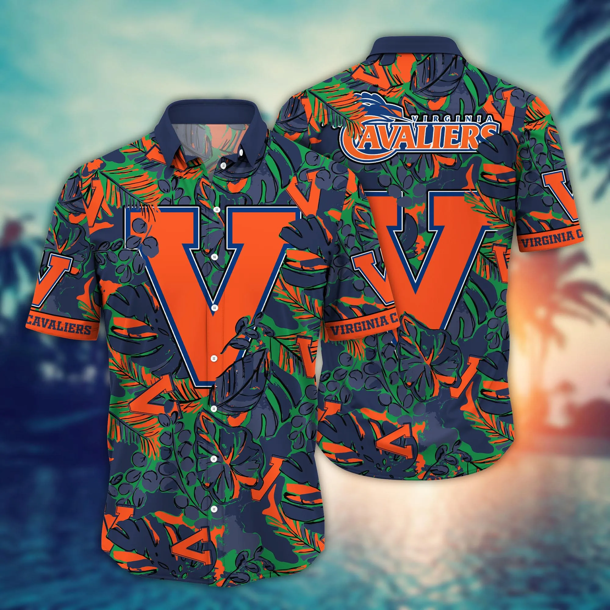 Virginia Cavaliers NCCA Hawaiian Shirt Sea Breeze Aloha Shirt