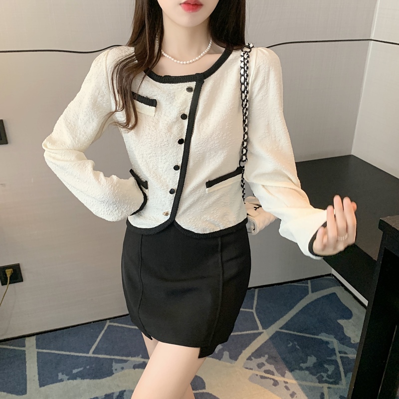 Small Fragrance Women Two Piece Set High Quality Single Breasted Cardigan Top Blouse + High Waist Mini Bodycon Skirt Suits alx