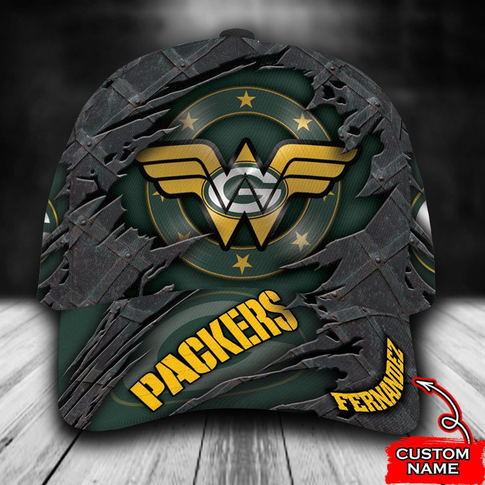 Personalized Green Bay Packers Wonder Woman Logo All Over Print 3D Baseball Cap – Green