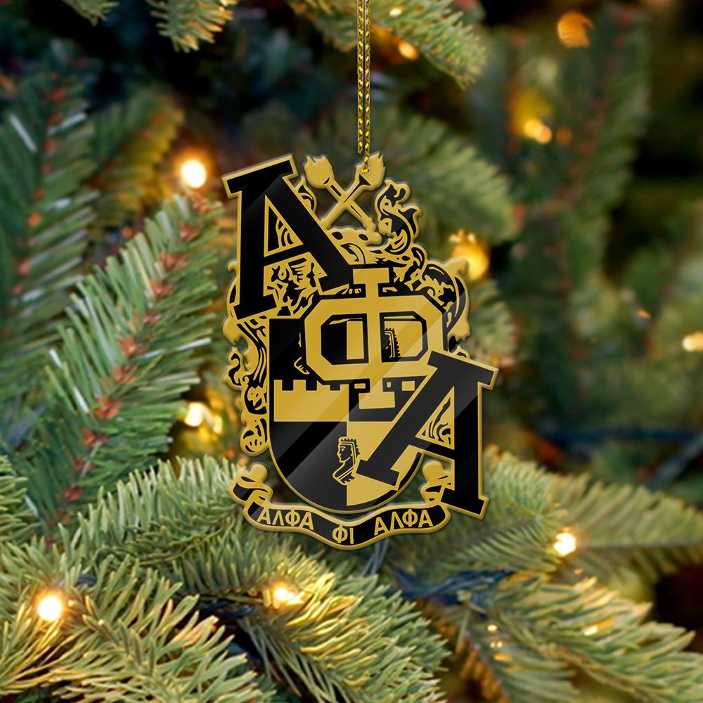 Wonderprint Ornament – Alpha Phi Alpha Greek Letter Black And Gold Shape Acrylic Ornament Lt10