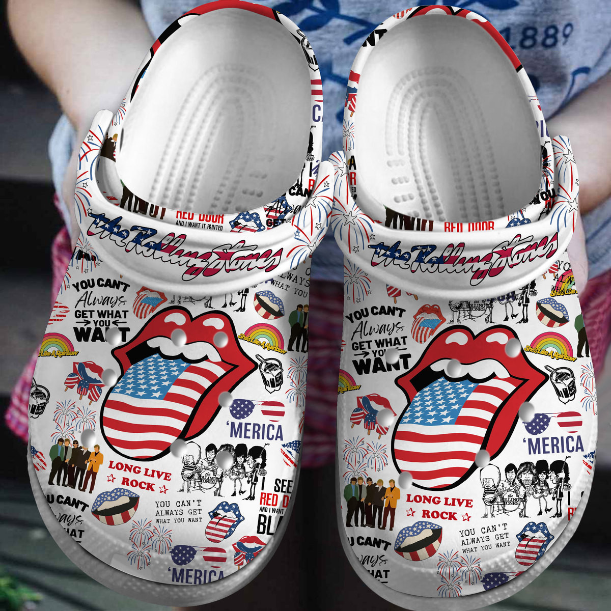 Premium The Rolling Stones Music Crocs Crocband Clogs Shoes Comfortable For Men Women and Kids