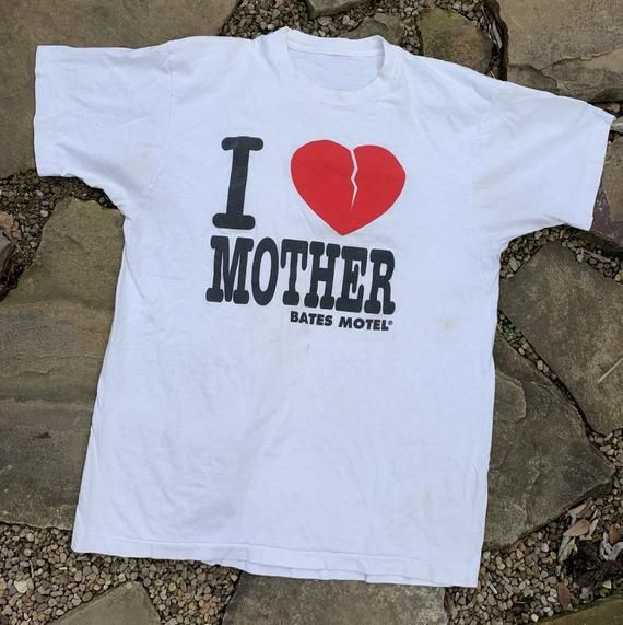 Vintage 90S I Heart Mother Bates Motel White Shirtarge Alfred Hitchcock Horror Shirt