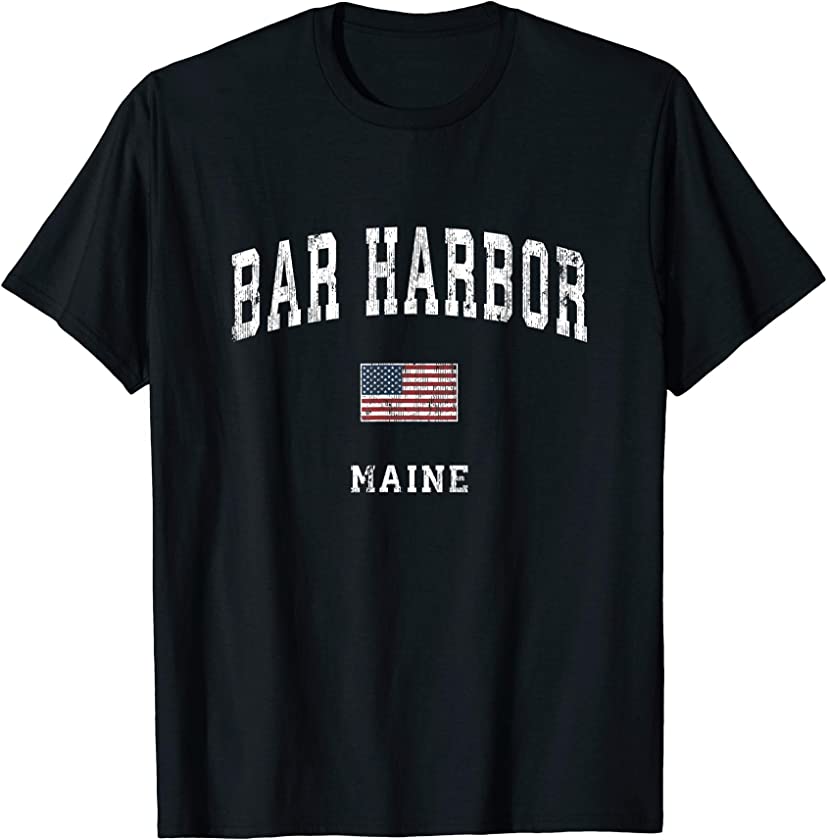 Bar Harbor Maine ME Vintage American Flag Sports Design T-Shirt