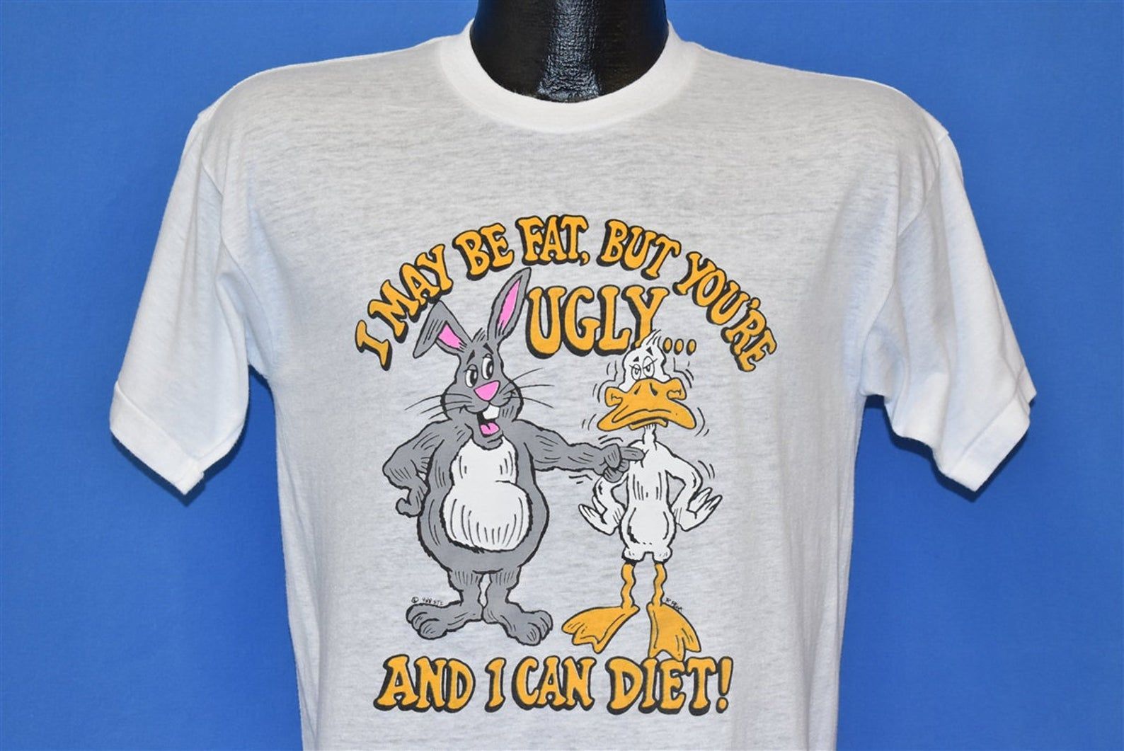 90S I May Be Fat But You’Re Ugly I Can Diet Funny Duck Bunny Cartoon T-Shirt