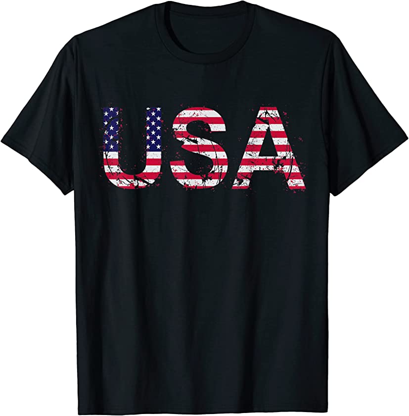 Vintage USA Flag Patriotic Women Men 4th Of July T-Shirt