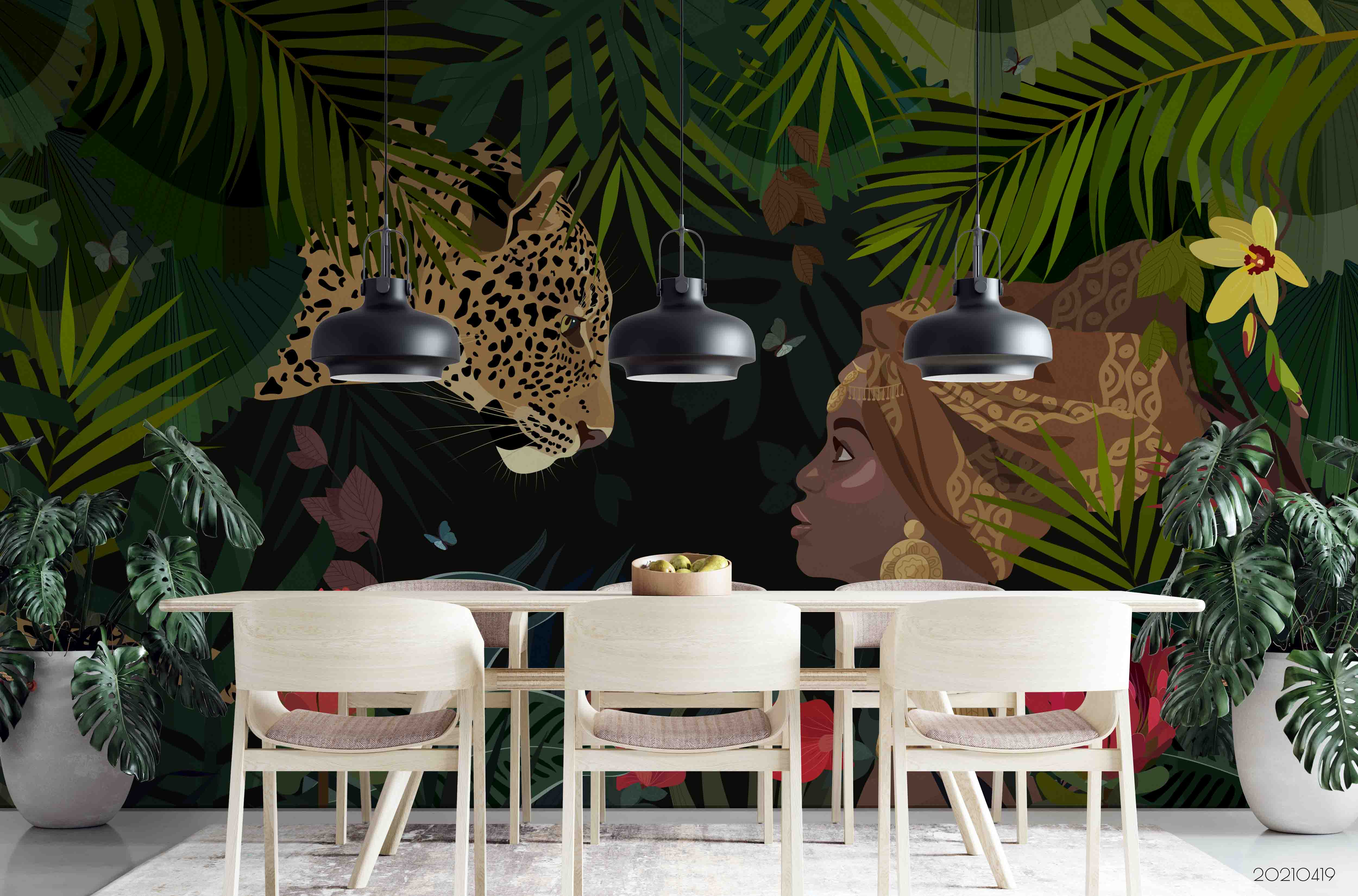 3D Tropical Forest Leopard Wall Mural Wallpaper Lqh 639