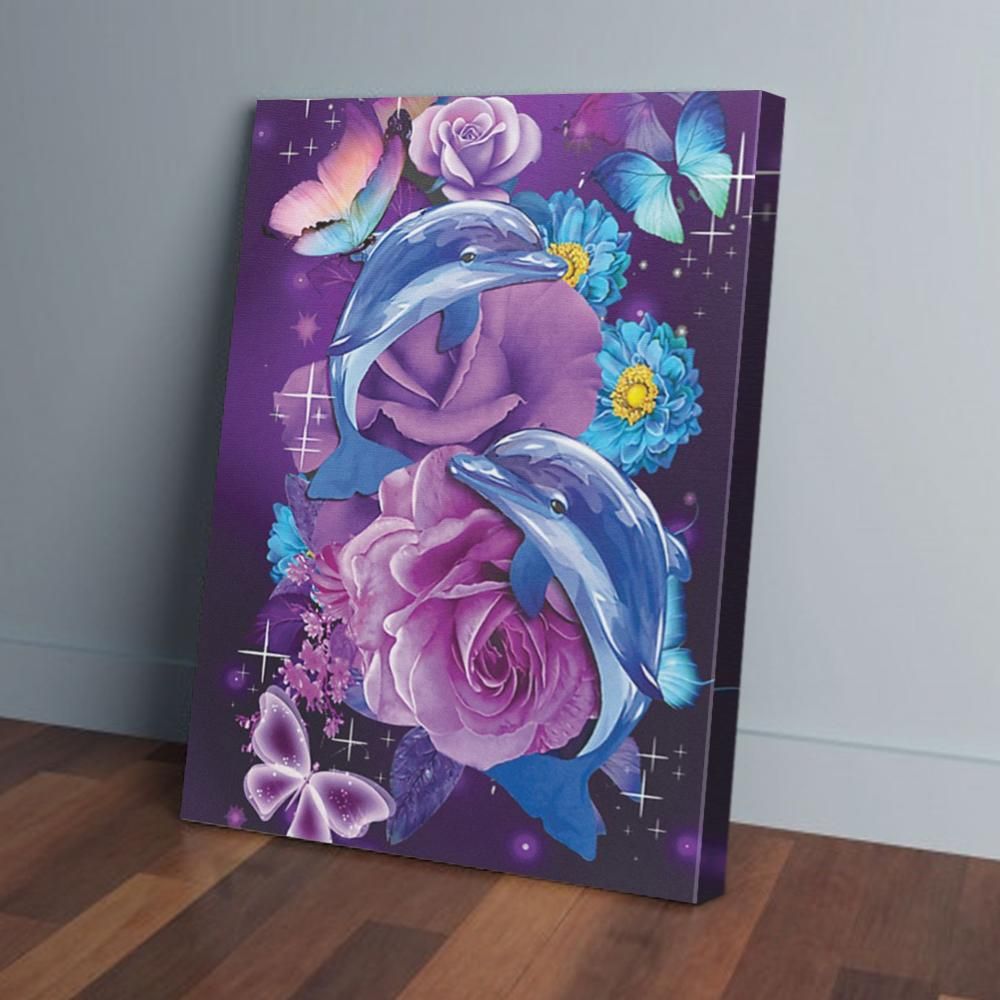 I’m Just A Dolphin With Flower Purple Gallery Matte Canvas