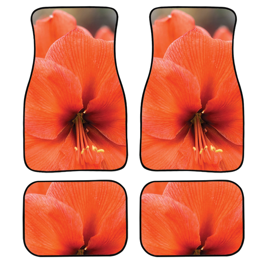 Orange Amaryllis Print Front And Back Car Floor Mats, Front Car Mat