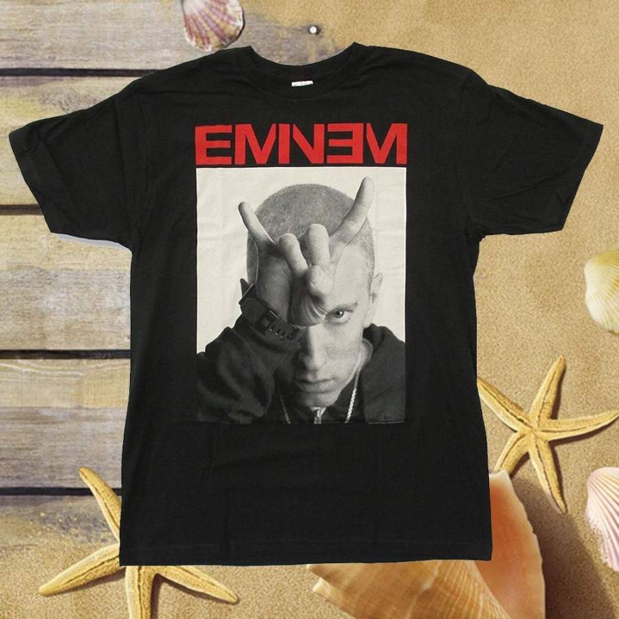 Adult Eminem Horns Black Slim Fit T-Shirt