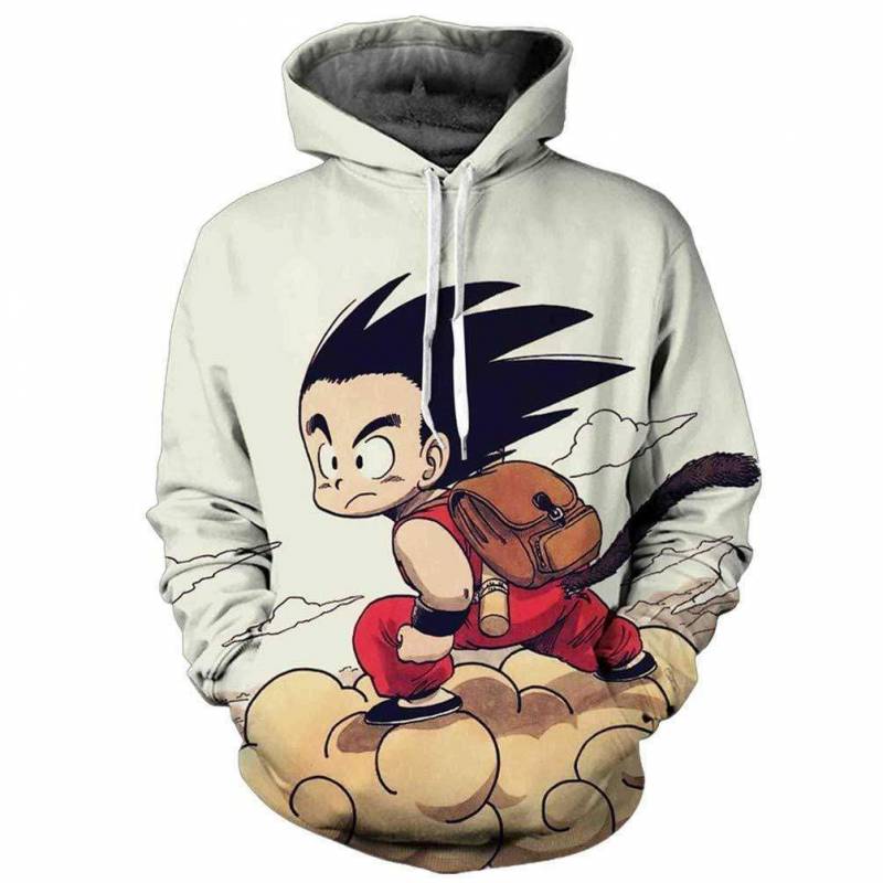 Kid Goku Dragon Ball Z Hoodie – Famous DBZ Animated Sweatshirt White Bunny Hug