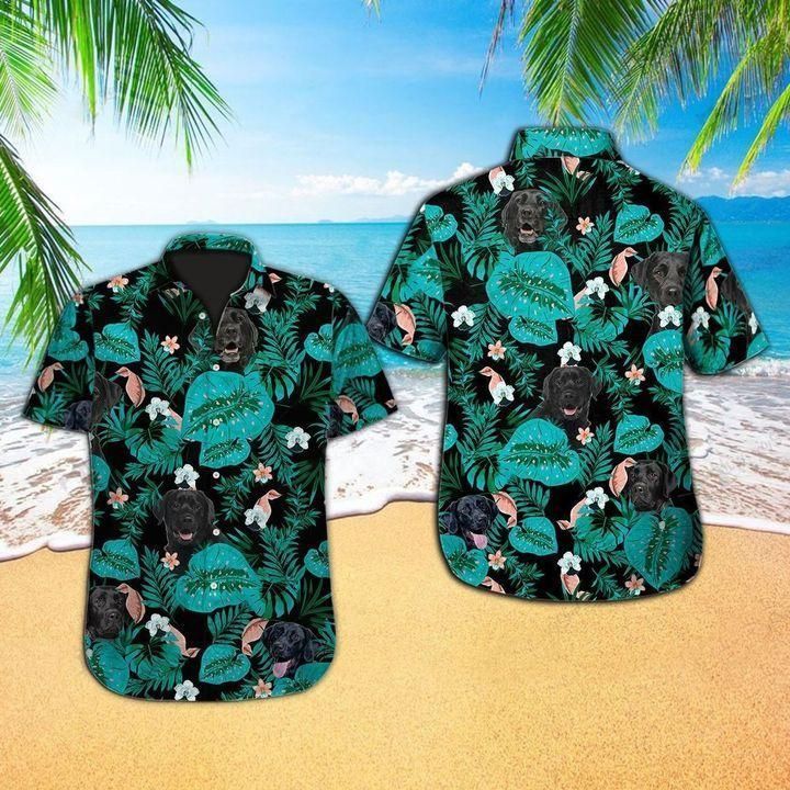 Tropical labrador retriever dog Hawaiian Shirt White Men Women Beach Wear Short Sleeve Hawaii Shirt