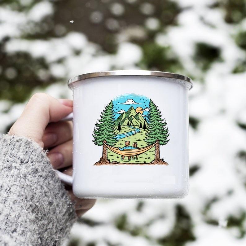 Couple Camp Mug, Mr Mrs Camp Mug, Camper Mug, Camping Enamel Mug, Adventure Mug, Camping Mug, Campfire Mug, Gift For Him Her Couple, Gift For Family