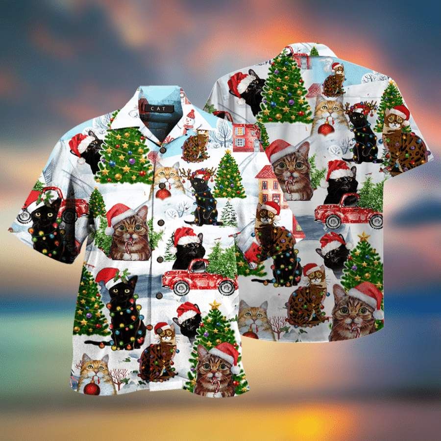 Hawaii Aloha Shirts Christmas Cat Ha106126