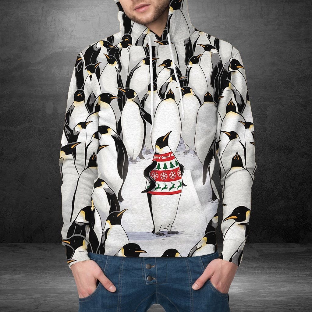 Christmas Penguin White Cute Design 3D Printed Sublimation Hoodie Hooded Sweatshirt Comfy Soft And Warm For Men Women S To 5Xl Ctc24021473