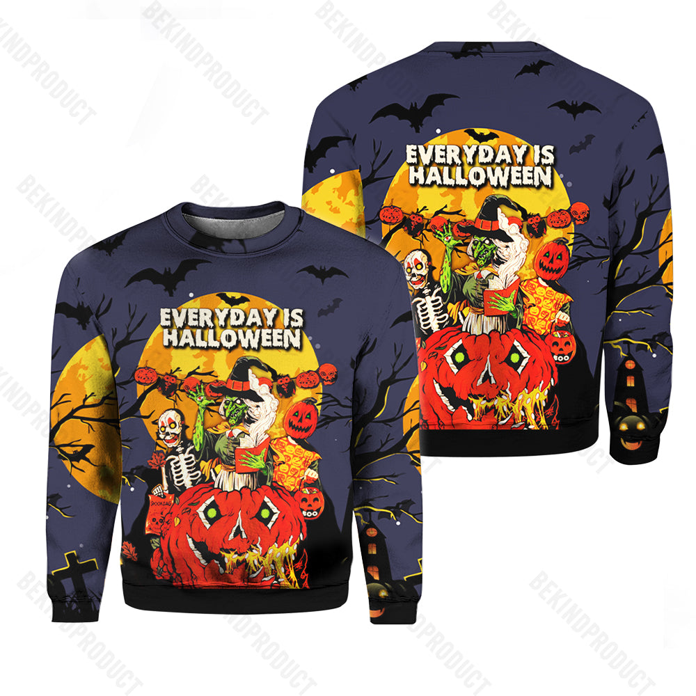 Everyday Is Halloween Crewneck Sweatshirt All Over Print Sweatshirt For Women Sweatshirt For Men