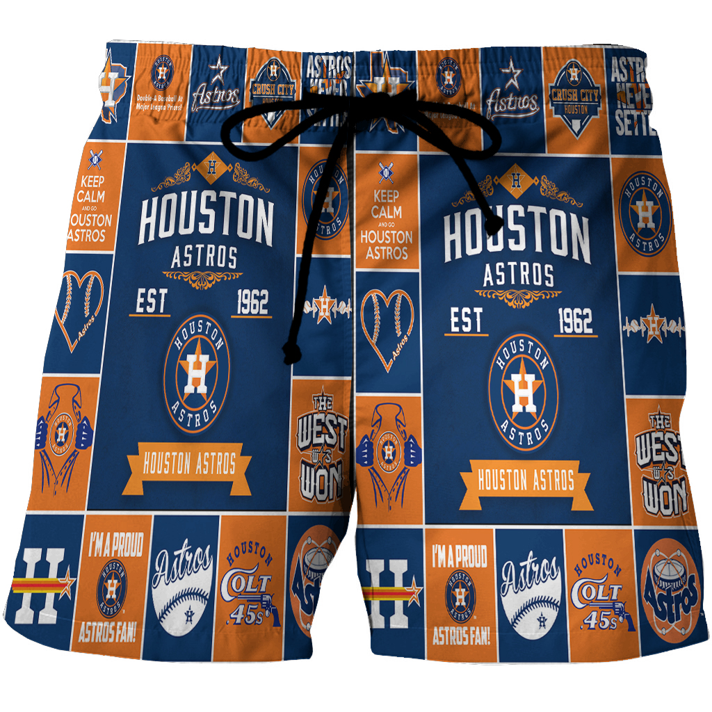 Houston Astros Emblem V10 3D All Over Print Summer Beach Hawaiian Short