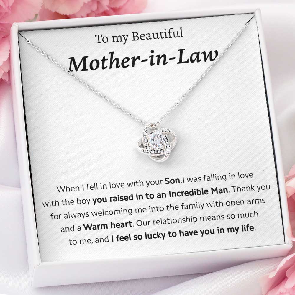 To My Mother In Law – I Feel So Lucky To Have You In My Life Love Knot Necklace