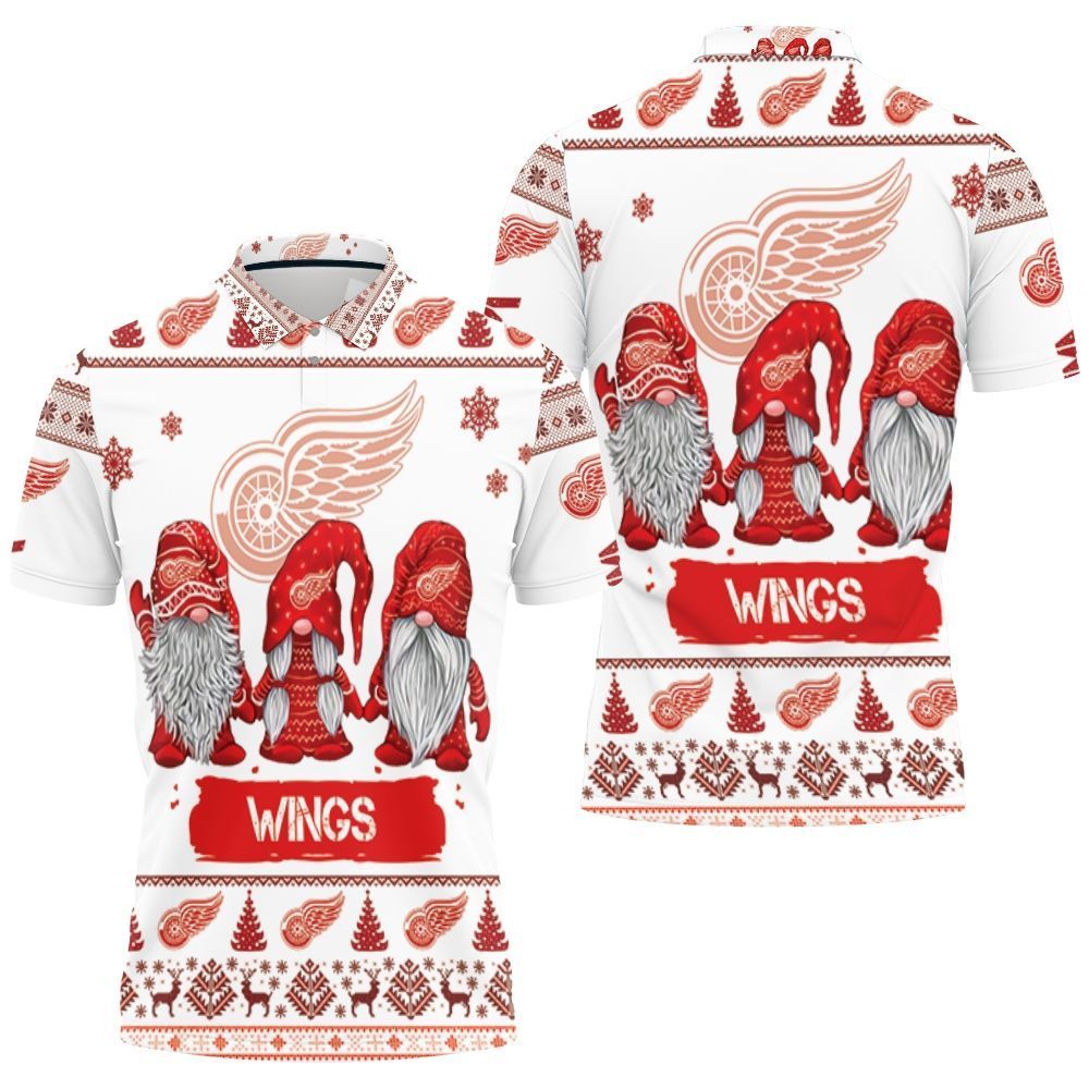 Christmas Gnomes Detroit Red Wings Ugly Sweatshirt Christmas 3D Polo Shirt