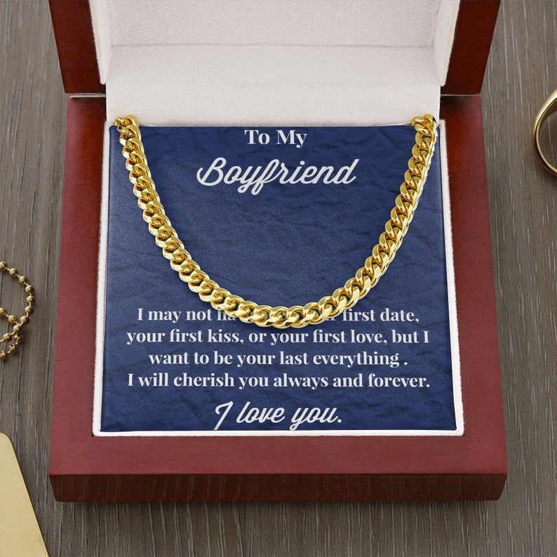 Valentines Day Gifts For Him, Cuban Necklace For Boyfriend, I Will Cherish You Always