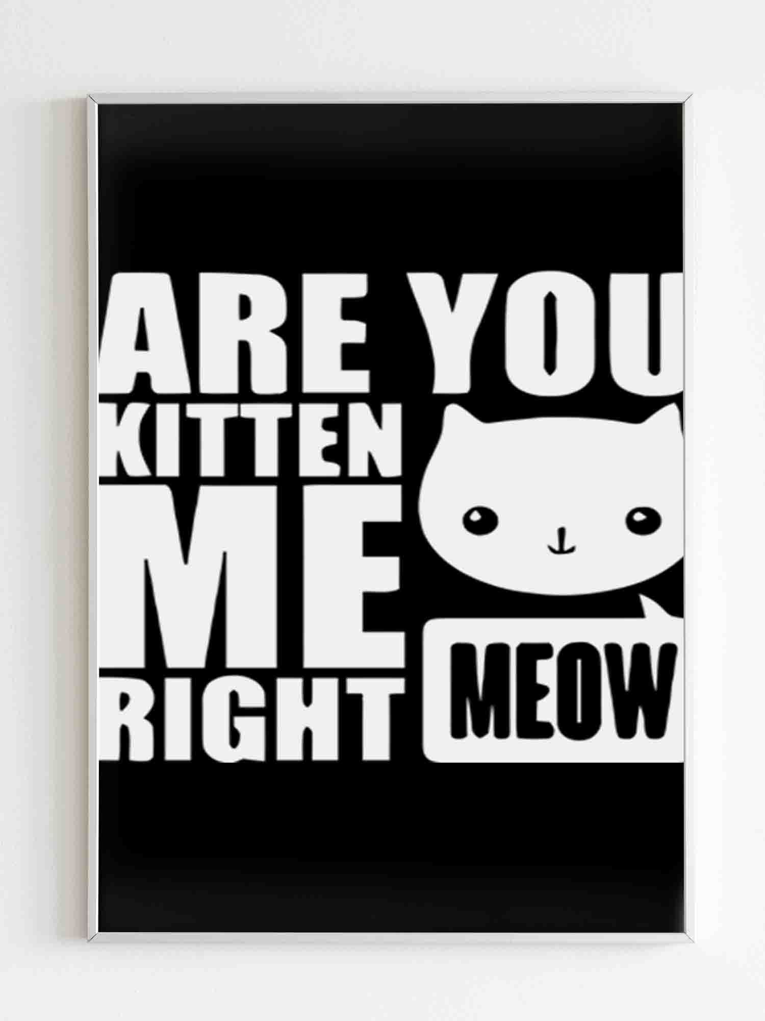 Are You Kitten Me Right Meow Cat Poster