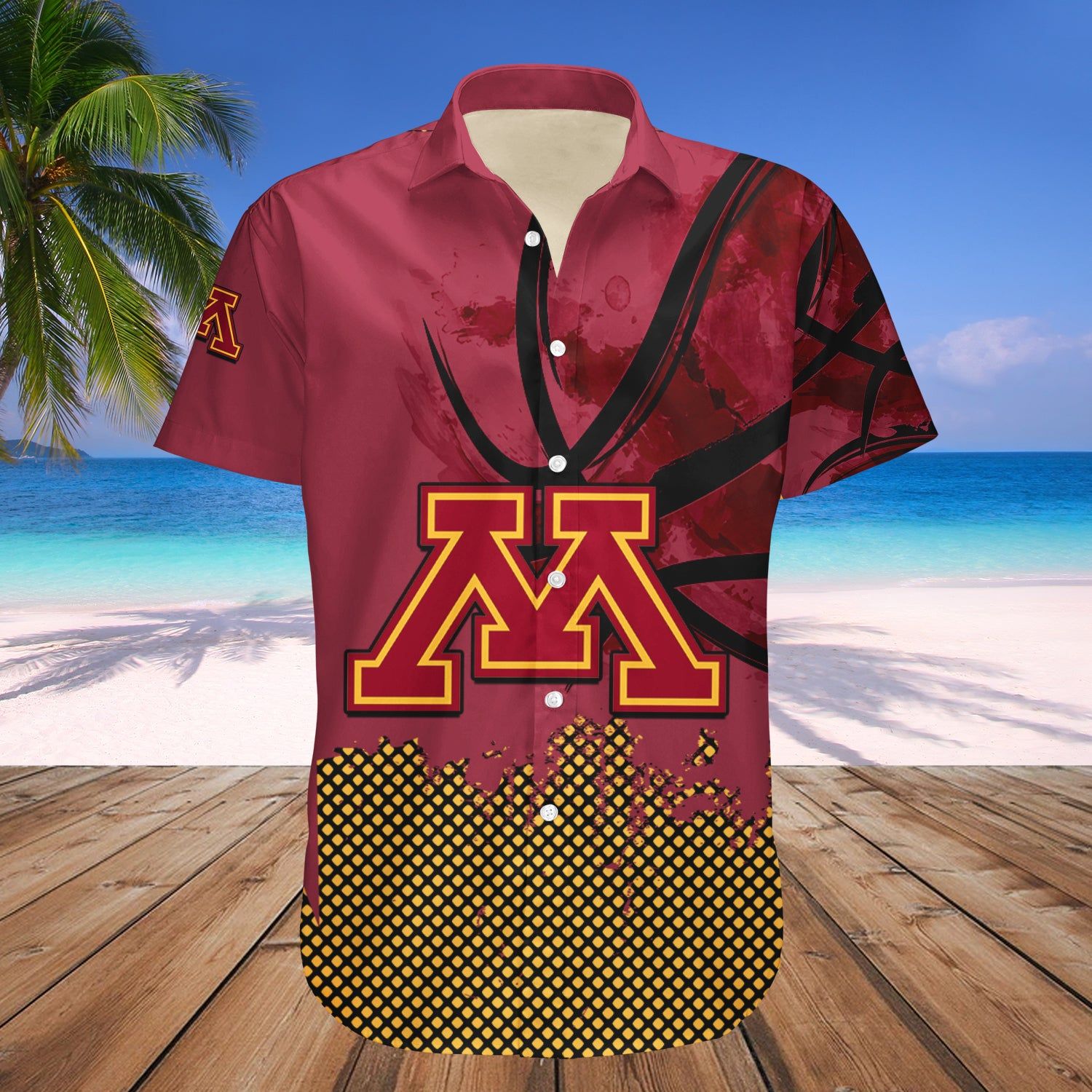 Minnesota Golden Gophers Hawaii Shirt Basketball Net Grunge Pattern – NCCA